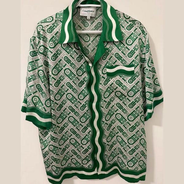 Polos para hombre Pantalla de piña verde Camisas de Casablanca Gradiente Casual Pantalones cortos sueltos Manga Hawaiana Camisa de playa para hombres Mujeres 230529