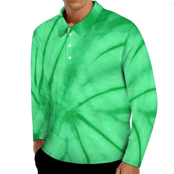 Polos Green Tie Dye Polo décontracté Polo T-shirts Swirl Swirl