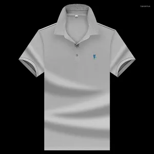 Polos para Hombre Polo Gris Simple para Hombre Algodón Negocios Color Sólido Manga Corta Transpirable 878