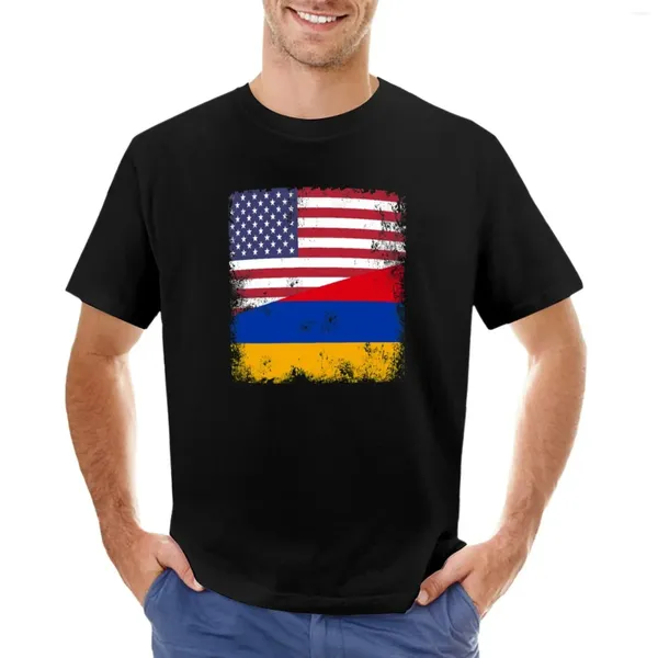 Polos para hombre con diseño de bandera mitad armenia | Vintage Armenia USA regalo camiseta sudadera Animal estampado para niños moda coreana hombres