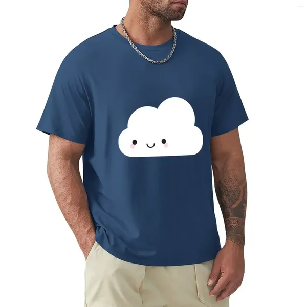 Polos para hombre, camiseta Happy Kawaii Cloud, tallas grandes, camisetas ajustadas de Anime para hombre, edición de peso pesado, color negro