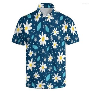 Polos pour hommes Plantes hawaïennes Citron 3D Polos imprimés pour hommes Vacances d'été T-shirts à revers Street Bouton à manches courtes T-shirt Vêtements