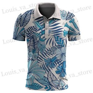 Heren Polos Hawaiiaanse planten Polo shirt voor mannen zomer 3d printbladeren bloem korte slev polo shirts oversized Strt tops t shirt t240419