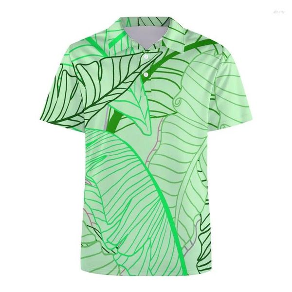 Polos masculin Hawaiian Tropical Plant 3D Polo Polo pour hommes femmes Fleurs graphiques Graphiques courts Tees Streetwear Shirts Button en vrac