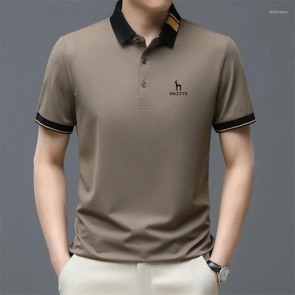 Polos pour hommes HAZZYS Business Polo Shirt Hommes Tops 2024 Mode Casual Manches courtes Bureau Vêtements de travail Corée Imprimer Été