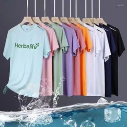 Herenpolo Herbalife Voeding Polo T-shirt Voor Mannen Zomer Ijs Zijde Mode Effen Ronde Hals Team T-shirt Korte Paar kleding