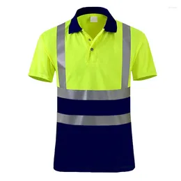 Polos para hombre Camisa polo de alta visibilidad Ropa de trabajo de alta visibilidad de manga corta reflectante de seguridad para hombres