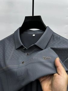 Polos pour hommes High End Brand Fashion Ice Silk Polo à manches courtes T-shirt imprimé à manches courtes
