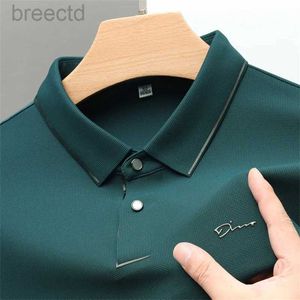 Polos pour hommes marque haut de gamme manches en soie glacée à la mode lettre imprimée POLO nouveau T-shirt à revers décontracté ldd240312