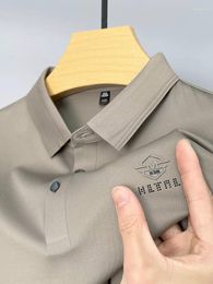 Herenpolo's High-end merk ijszijde Effen kleur Korte mouw Prachtig bedrukt POLO-shirt Modieus revers Koel ademend T-shirt