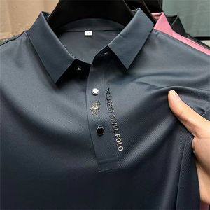 Polos pour hommes haut de gamme affaires couleur unie haute qualité polo à manches courtes col à revers été hommes mode décontracté aucune trace d'impression 230724