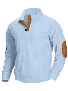 Herenpolo's Hoogwaardige corduroy lente- en herfstpullover met opstaande kraag, mode-casual trui met lange mouwen