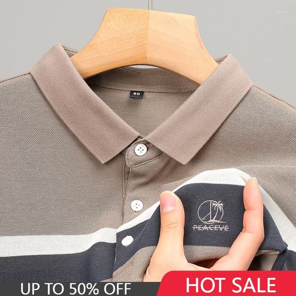 Polos para hombre, marca de diseñador de gama alta, bordado, camisa polo de manga corta, verano 2023, ropa suave y transpirable para hombre, camiseta de algodón a la moda, Tops