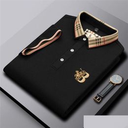 Herenpolo's High-end geborduurd katoenen shirt met korte mouwen Heren S T Koreaanse modekleding Zomer luxe top 220606 Drop Delivery A Dhszw