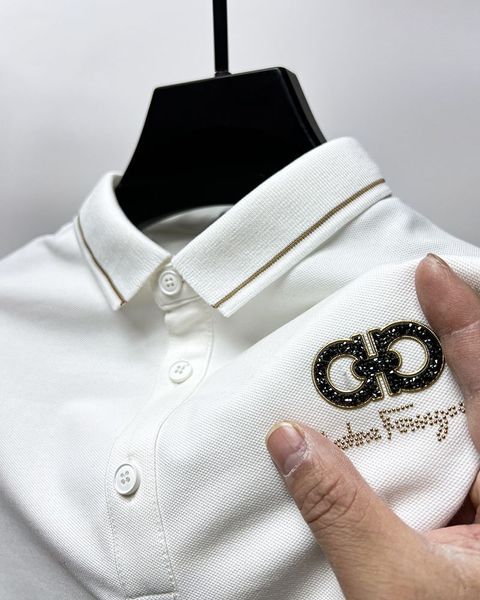 Polos para hombres Marca de lujo de gama alta 69 Polo de algodón 2023 Estampado de verano Diamante Europa Tendencia Moda Manga corta Camiseta casual 230920