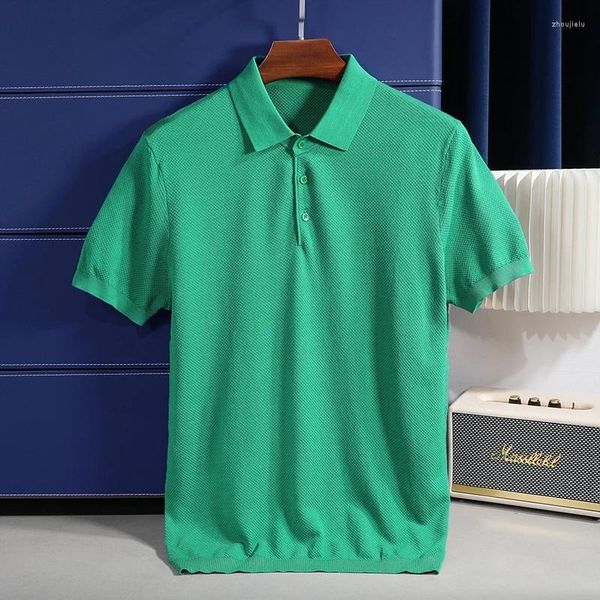 Polos pour hommes Haut de gamme Été Soie Ananas Modèle Casual Polo Polo Business Couleur Solide Mode T-shirt à manches courtes M-4XL