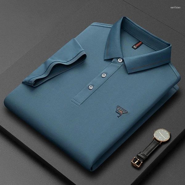 Polos para hombres Marca de alta calidad Polo de solapa de algodón Botón bordado Manga corta Color sólido Diseñador Camiseta de negocios M-4XL