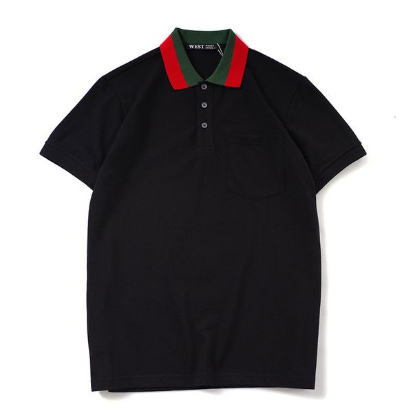 Polos pour hommes haute nouveauté brodé vert col à rayures rouges mode polos décontractés chemise planche à roulettes coton polos haut t-shirt L25 230718