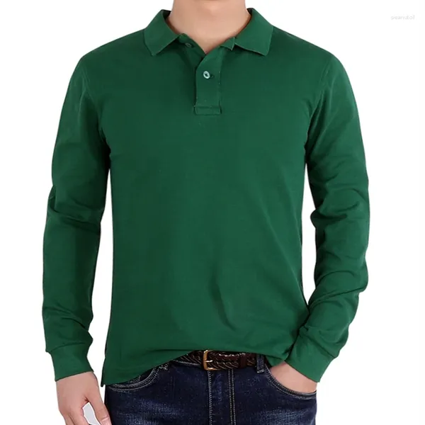 Polos pour hommes Haute Qualité Petit Cheval Hommes Polos Classique Mode Homme Manches Longues Usa Top Hombre Broderie Mâle Solide Colo Chemise