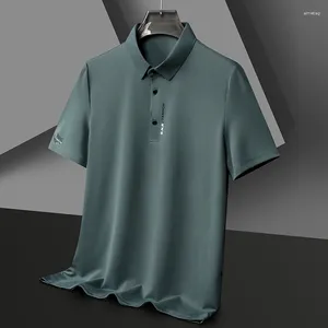 Polo's van heren van hoge kwaliteit merk poloshirt korte mouwen 2024 Zomer Silk Ademende modebrief Gedrukt Casual T-shirt