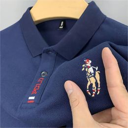 Polos pour hommes Polos brodés en coton de haute qualité pour hommes Été Haut de gamme Business Casual Revers T-shirt à manches courtes 230901