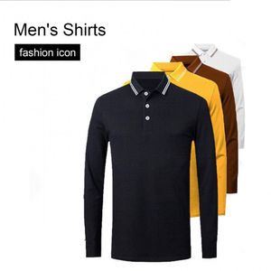 Herenpolo's Hoge kwaliteit herenpoloshirt Top Herfst Effen kleur Omgeslagen kraag Knoop Lange mouw Slim-Fit T-shirt M-4XL voor zakelijk 230830