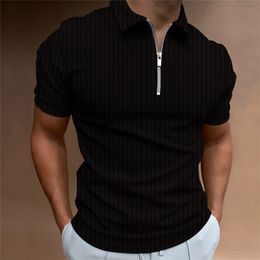Polo's van heren van hoge kwaliteit gestreepte herenpolo shirt zomer slanke korte mouwen simp 220823