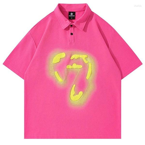 Polos pour hommes Hip Hop Streetwear Polo T-shirt Tie Dye Serviette Broderey 3D Graphique T-shirt 2024 Hommes Manches courtes Harajuku Coton Tops Tees