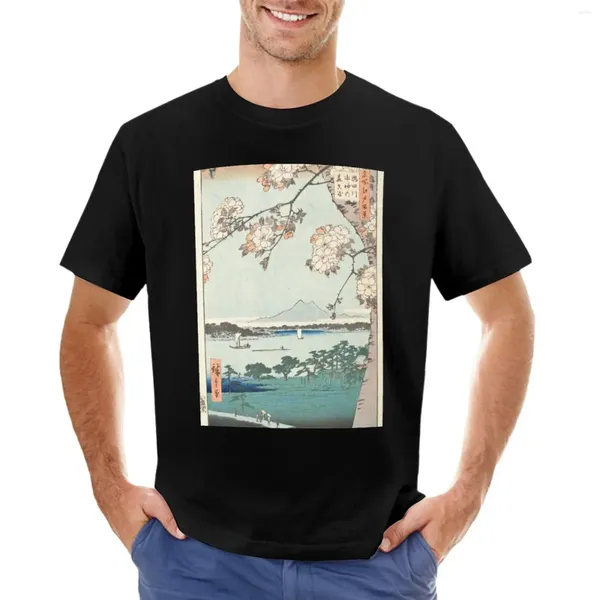 Polos pour hommes Hiroshige - Sumida River Le bois de l'eau Dieu T-shirt surdimensionné pour hommes T-shirts graphiques grands et grands