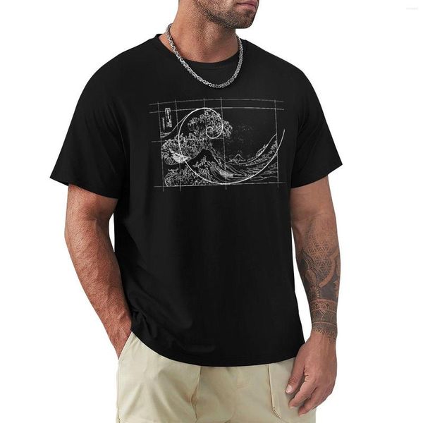 Polos para hombre Hokusai cumple con la proporción áurea de Fibonacci, camiseta con línea blanca, camiseta Vintage, ropa Hippie lisa, camisetas, paquete de camisas para hombre