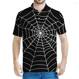 Polo's horror horror speweb patroon poloshirt voor mannen 3D geprinte T-shirts Casual Street Button T-shirt zomer revers Korte mouwen