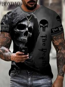 Polo's horror death heren schedels schedel t-shirt korte mouw 3D geprinte horror street hiphop t-shirt o-neck losse casual zomer top S52701