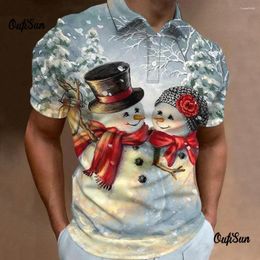 Polos pour hommes Polo de Noël pour hommes 3D Santa Claus imprimé à manches courtes Tops de vacances Vêtements décontractés en vrac surdimensionné Golf
