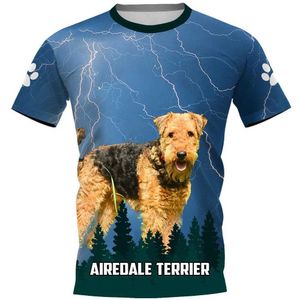 Men's Polos Hx Airedale Hound Mens T-shirt Pet Animal 3D Printing pour hommes Vêtements Womens T-shirt Unisexe Casual Street Clothing S52701