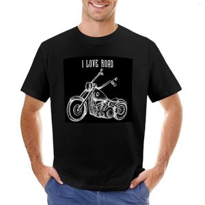 Polos de hombre I Love Road Motorcycle Classic ! Camiseta en blanco y negro Camiseta gráfica de moda coreana Camisetas para hombre Big Tall