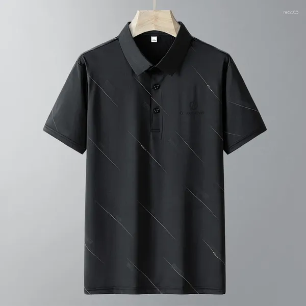 Polo de manga corta de seda de hielo de polos para hombres para camiseta de solapa de secado rápido de alta calidad