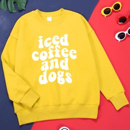 Heren Polo's Iced Coffee And Dogs Print Heren Hoodies Mode Kwaliteit Sweatshirts Klassieke Ronde Hals Hoodie Harajuku All Match Trainingspak Heren 230629