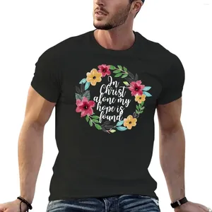 Polos pour hommes En Christ seul, mon espoir est trouvé - T-shirt à couronne de fleurs aquarelle T-shirts pour hommes à séchage rapide