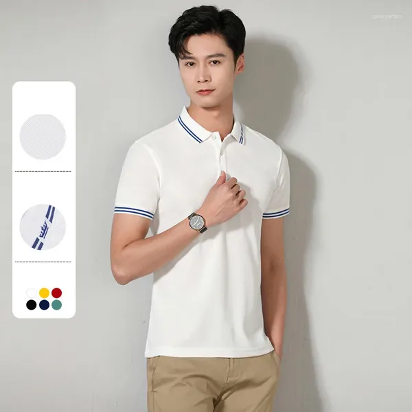 Polos para hombre en camisa, Polos de manga corta de verano para hombre, ropa informal de Color sólido ajustada, ropa Formal de oficina de estilo británico