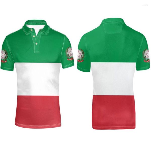 Polos pour hommes Italie Homme Jeunesse Diy Custom Made Nom Numéro Imprimer Po Texte Ita Nation Drapeau Italien Pays Italia College Polo Shirt