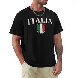 Herenpolo's Italië Nationale Vlag Vintage Proud Italian Gift Shield Retro Grunge T-shirt Sneldrogende herenkleding