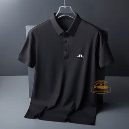 Мужские поло J Lindeberg, рубашка для гольфа для мужчин, модная повседневная летняя дышащая рубашка-поло из ледяного шелка с короткими рукавами, спортивные топы 230907