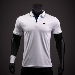 Heren Polos J Lindeberg Men T-shirt Casual Rapel Stitching Polo Shirts Man Hoogwaardige Zomerproef met korte mouwen Summer Pullover Top Slim Fit Golf Wear 230816