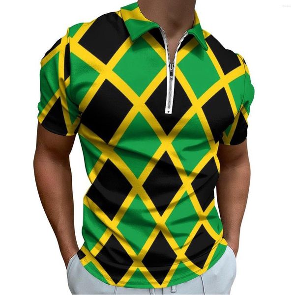 Polos pour hommes Drapeau jamaïcain Polo Love Jamaica Casual Date Vintage Hommes Manches courtes Col rabattu T-shirts imprimés