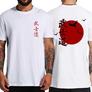 Polo's voor heren Japanse samurai spirit t-shirt heren Japanse stijl terug geprint oversized 100% pure katoenen top bushido heren cadeau t-shirt t-shirt S52701