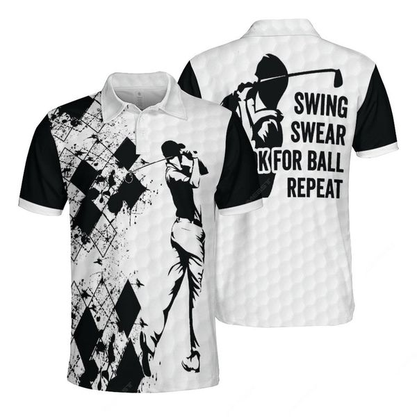 Polos pour hommes Jumeast Polos de golf Swing Swear Look For Ball Men White Mesh T Shirt At My Putt Sport Tops Youth Drip Clothing Y2K Apparel 230617