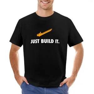 Polos pour hommes Just Build It T-Shirt surdimensionné graphique uni noir t-shirts hommes