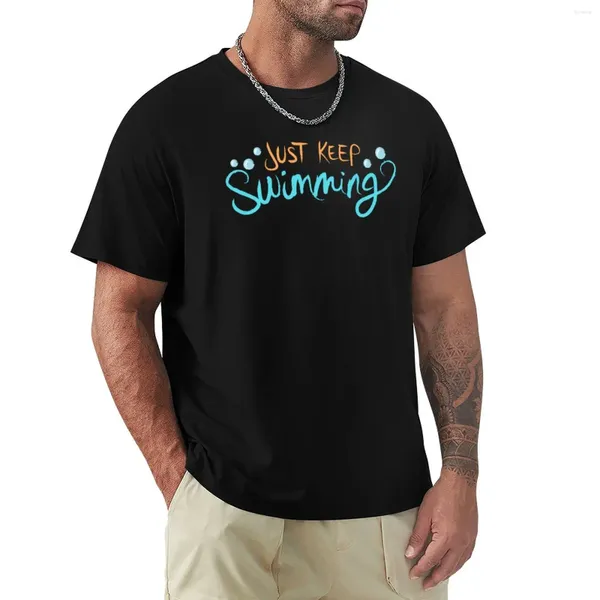 Polos pour hommes Just Keep Swimming T-shirt Chemise à imprimé animal pour garçons T-shirts Homme Plain Hommes T-shirts à manches longues