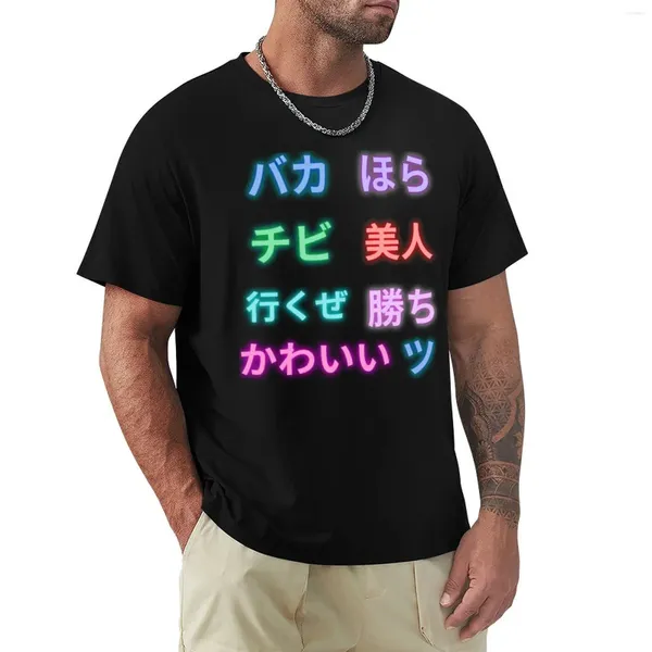 Polos para hombre, camiseta con escritura de palabras japonesas Kanji, ropa blanca personalizada para niños de gran tamaño para hombres