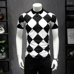 Polos voor heren kaki Engeland modeontwerpster heren shirts zomers katoenklassieker argyle ontwerp korte mouw poloshirt heren 4xl 5xl 9256